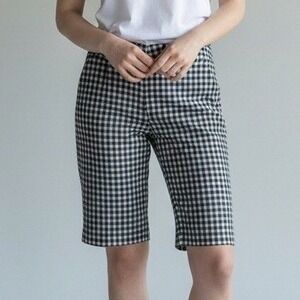 Nike Women Shorts Blue 4 Bermuda Plaid Golf‎ Activewear Sports Outdoor Summer